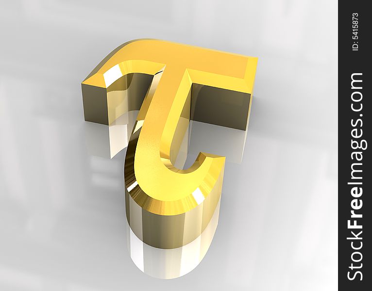 Tau symbol in gold (3d made). Tau symbol in gold (3d made)