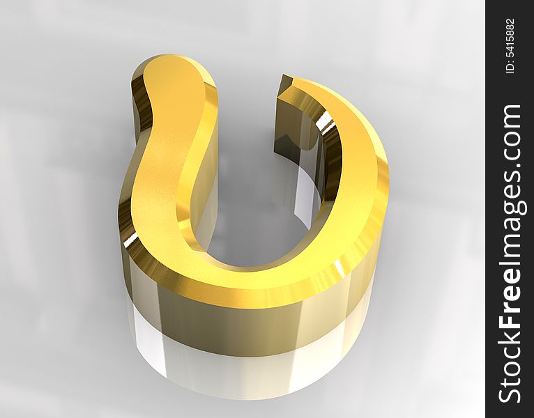 Upsilon Symbol In Gold (3d)