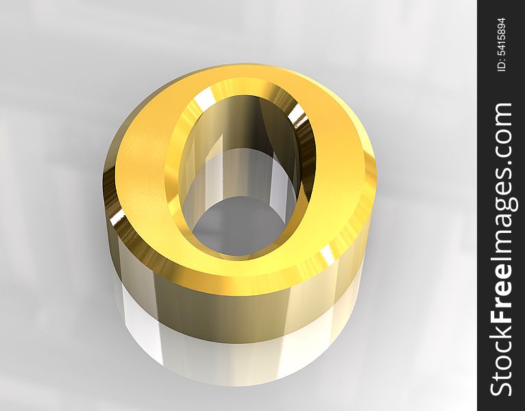 Omicron symbol in gold (3d)