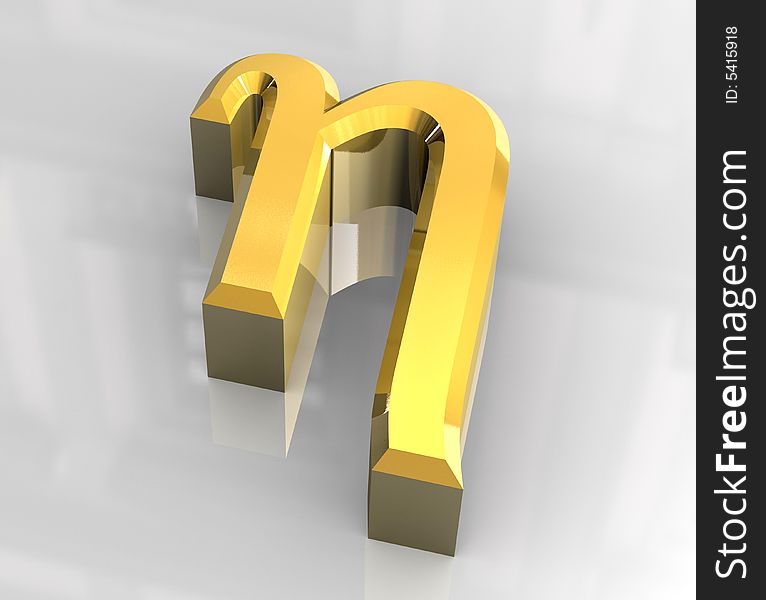 Eta symbol in gold (3d made). Eta symbol in gold (3d made)