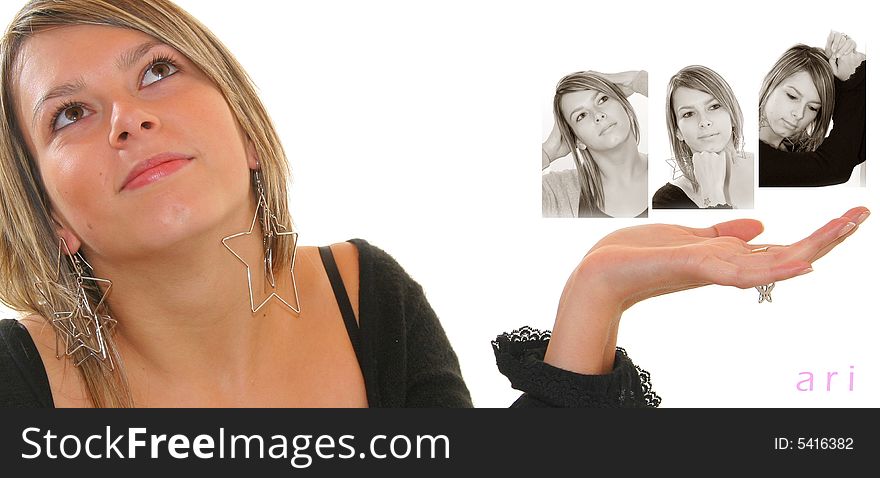 Young woman on white background. Young woman on white background