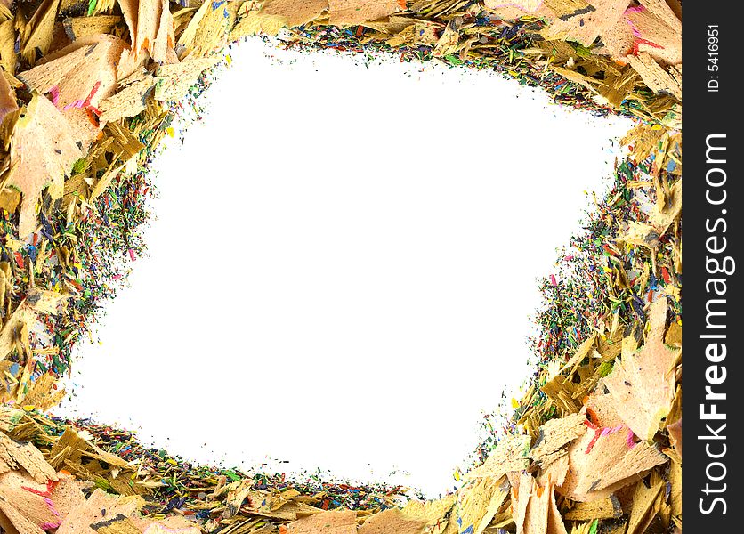 Frame Made Of Pencil Shavings, Isolated
