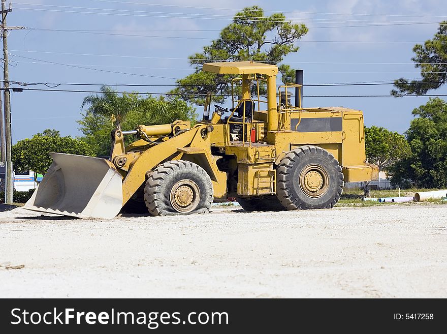 A flat tire awaits the operator monday morning