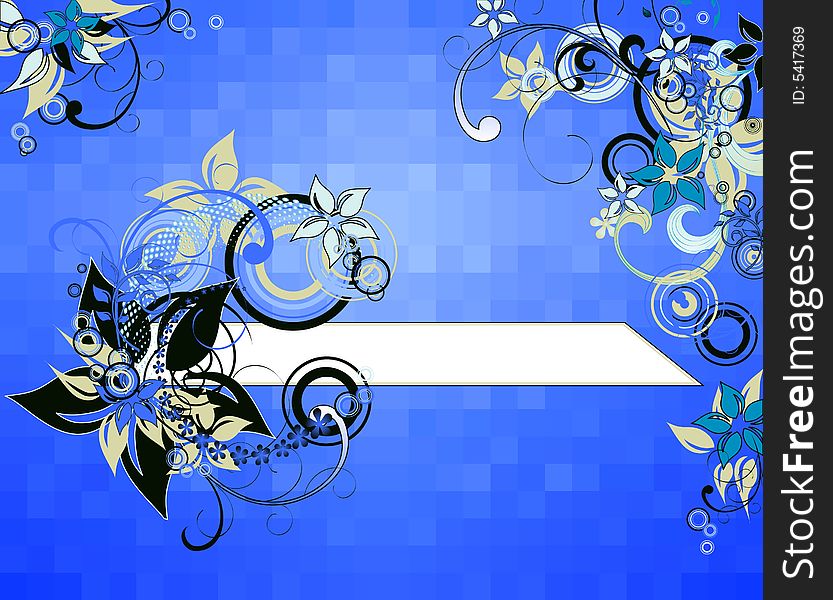 Floral frame on checkered background, vector illustration, AI file included. Floral frame on checkered background, vector illustration, AI file included