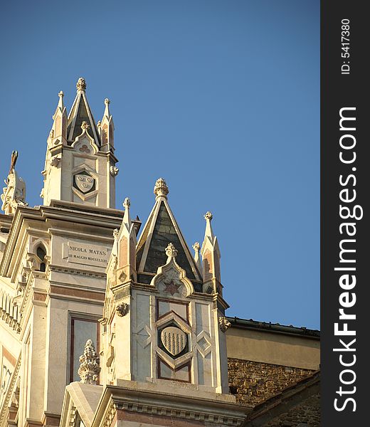 A detail of the top of Santa Croce church in Florence - Italy. A detail of the top of Santa Croce church in Florence - Italy