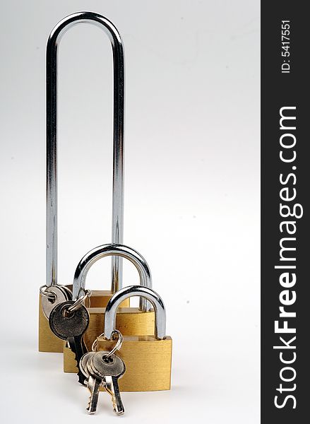 Closed locks on white background