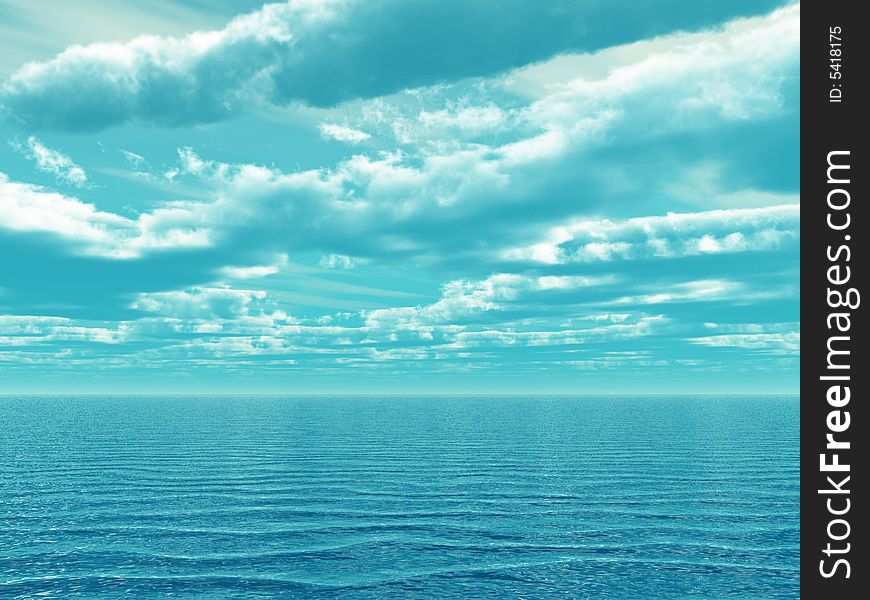 Beautiful sea and clouds sky - digital artwork. Beautiful sea and clouds sky - digital artwork