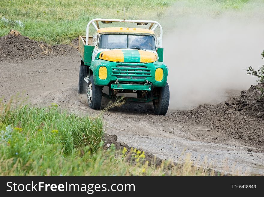 Lorry in competition in rally off-road. Lorry in competition in rally off-road