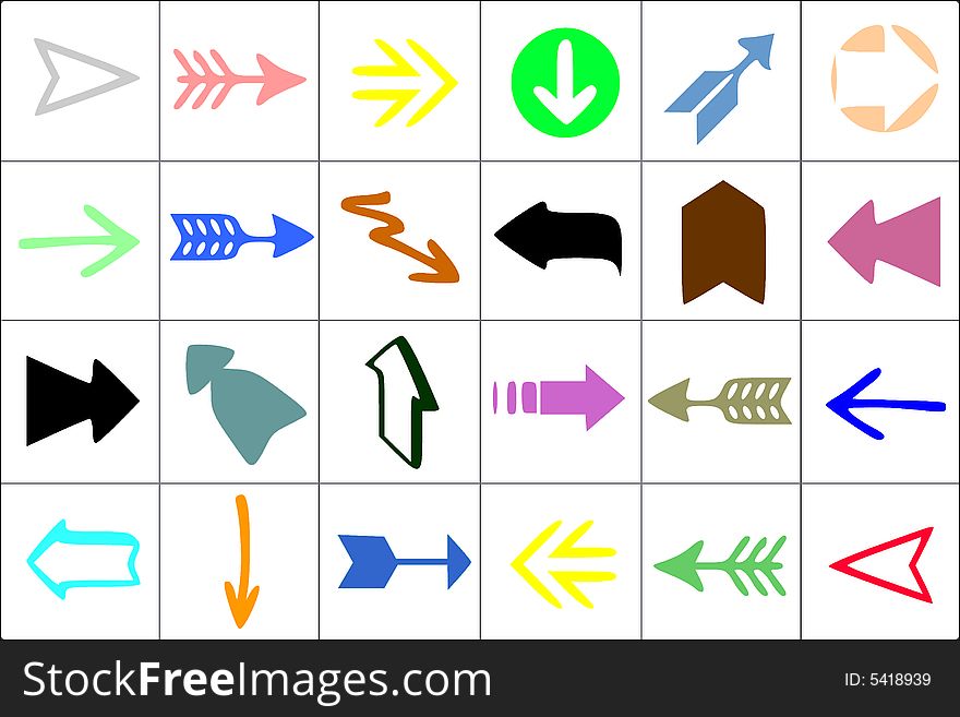 vector illustration of many colorful signposts