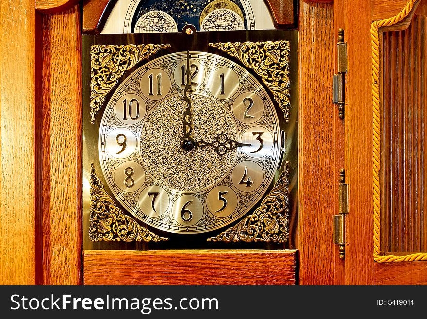 Old wall clock with astrology star details. Old wall clock with astrology star details