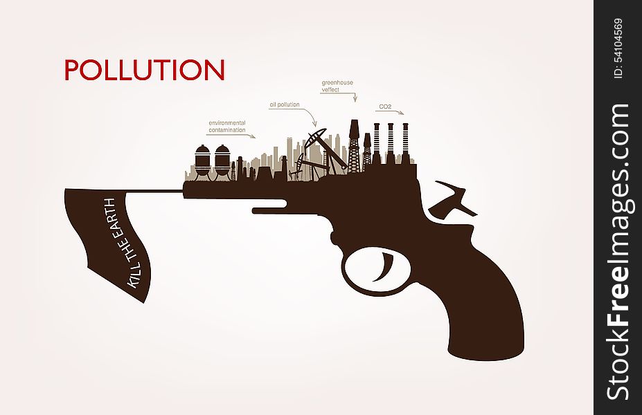 Gun with plants pollution. the concept of ecology