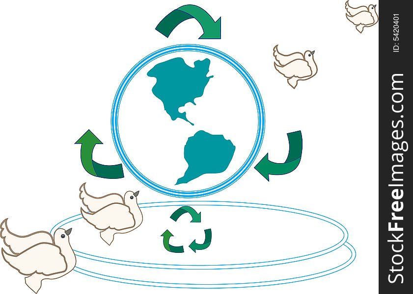Depicting the world that needs to recycle and conserve.A vector illustration. Depicting the world that needs to recycle and conserve.A vector illustration.