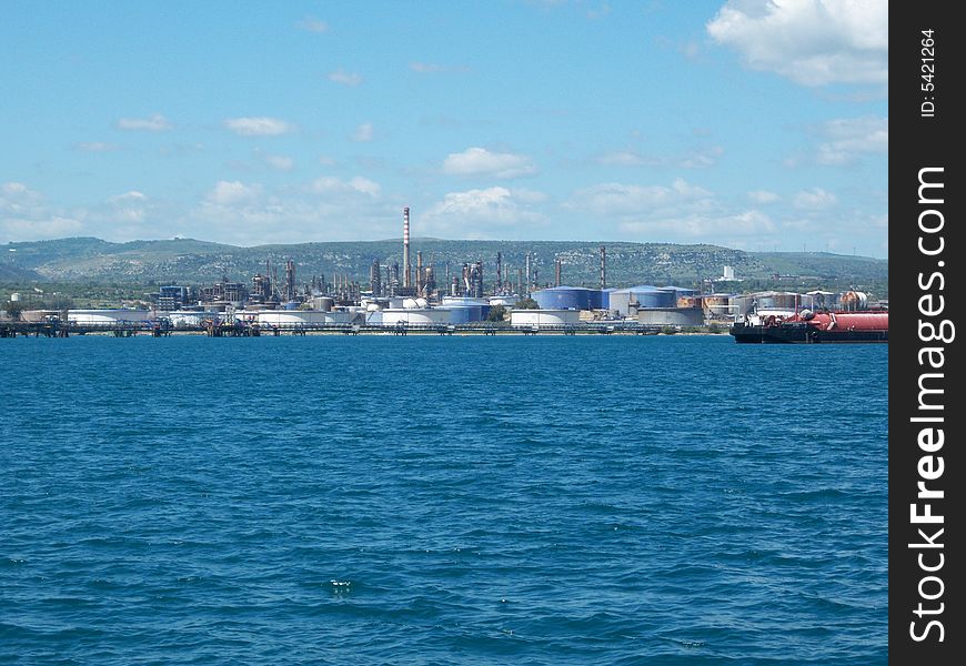 This is a refinery with the storage tanks in the port of Augusta (Italy). This is a refinery with the storage tanks in the port of Augusta (Italy)