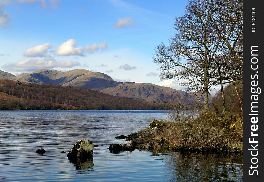 View of Coniston Water in the English Lake District, famous for world water speed attempts by Sir Donald Campbell.
