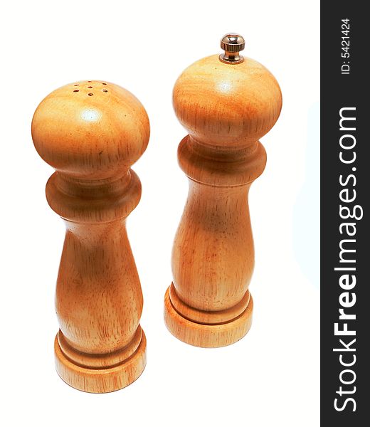 Salt and pepper wooden shaker isolated object
