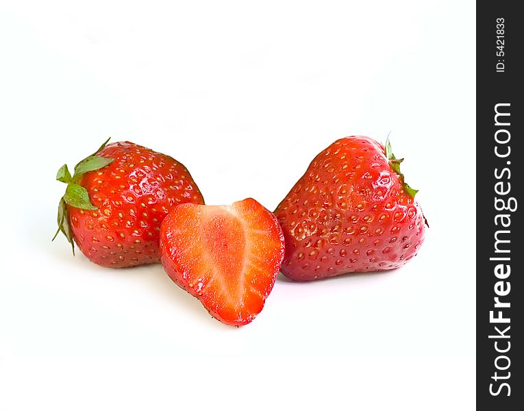 Three Strawberries isolated on white for your design