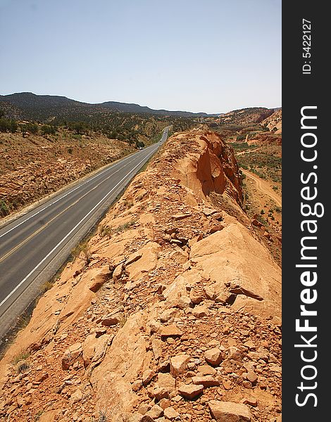 View of road through Anasazi canyon Arizona