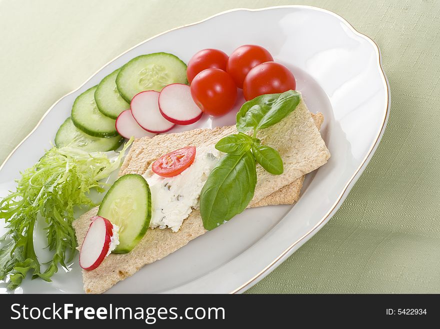 Dietetic sandwich, crispbread, healthy breakfast