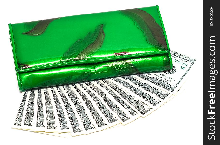 Wallet with one hundred dollars. Wallet with one hundred dollars