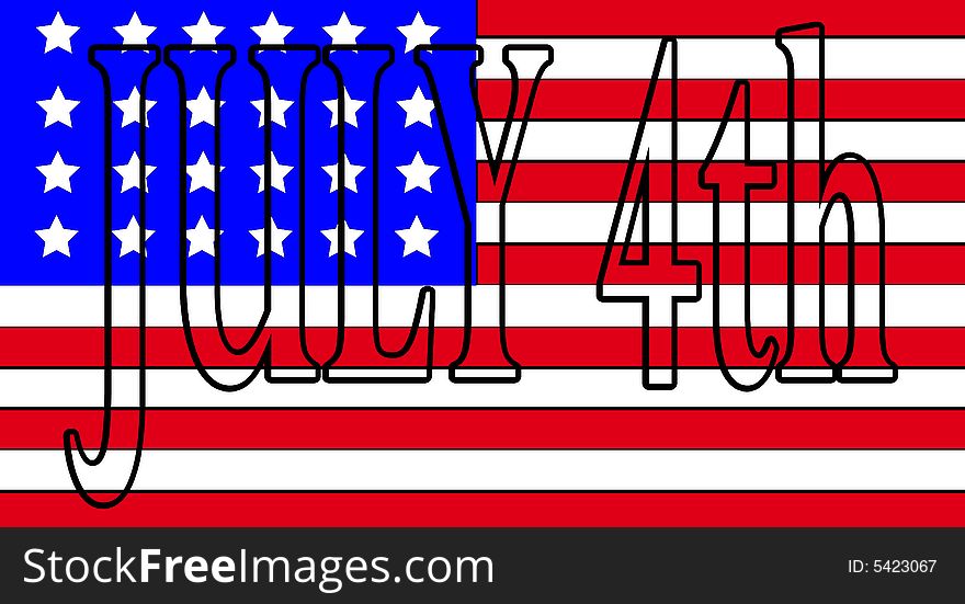 An image of the American flag with the word July 4th on it representing the concept of independence day. An image of the American flag with the word July 4th on it representing the concept of independence day.