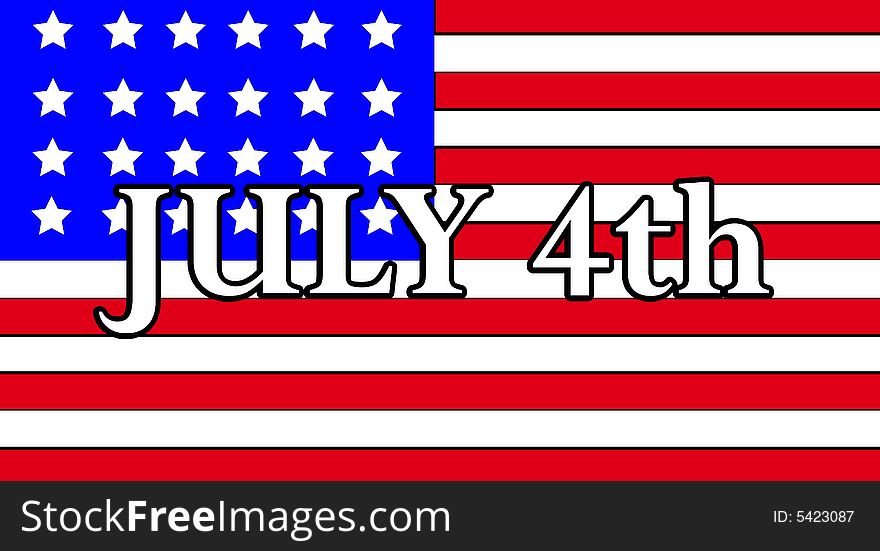 An image of the American flag with the word July 4th on it representing the concept of independence day.