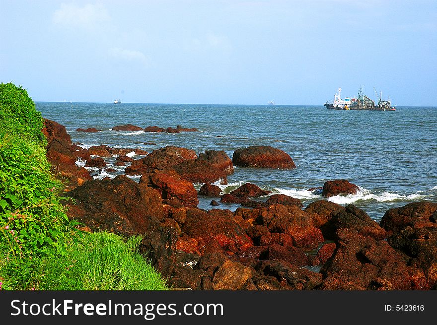 A distance view of a sea beach of Goa. A distance view of a sea beach of Goa.