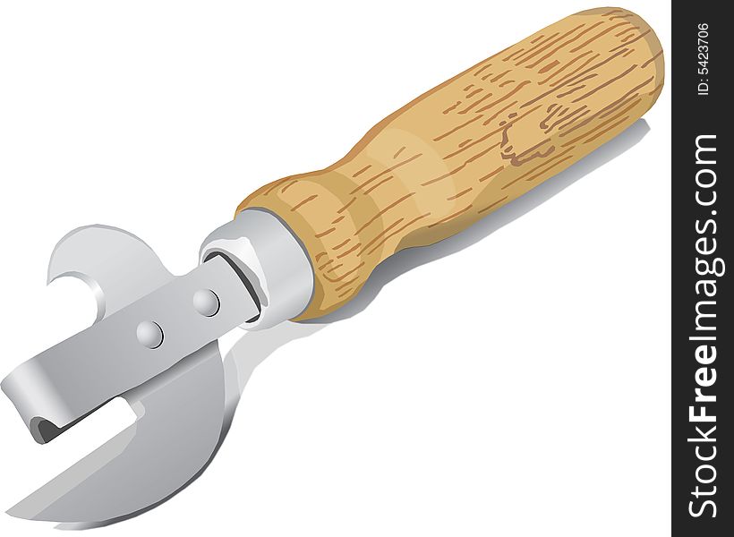 Knife for opening cans with the wooden handle. The illustration is executed in program Photo Shop CS2. Knife for opening cans with the wooden handle. The illustration is executed in program Photo Shop CS2