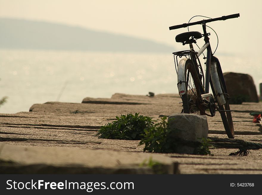 TAIHU the bicycle of lake wharf. TAIHU the bicycle of lake wharf