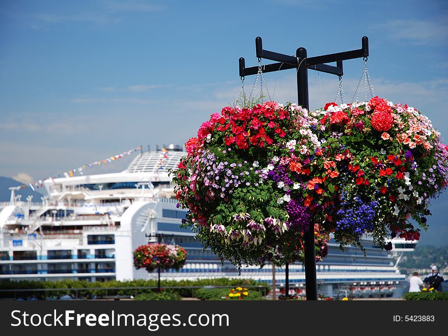 Cruise Ship And Flowers