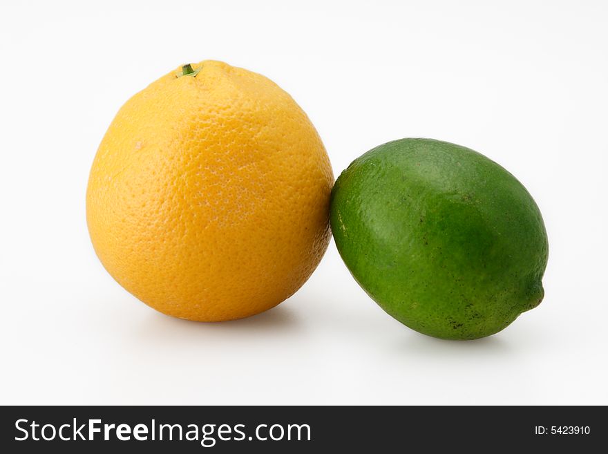 Orange lime citrus fruit green colorful isolated. Orange lime citrus fruit green colorful isolated