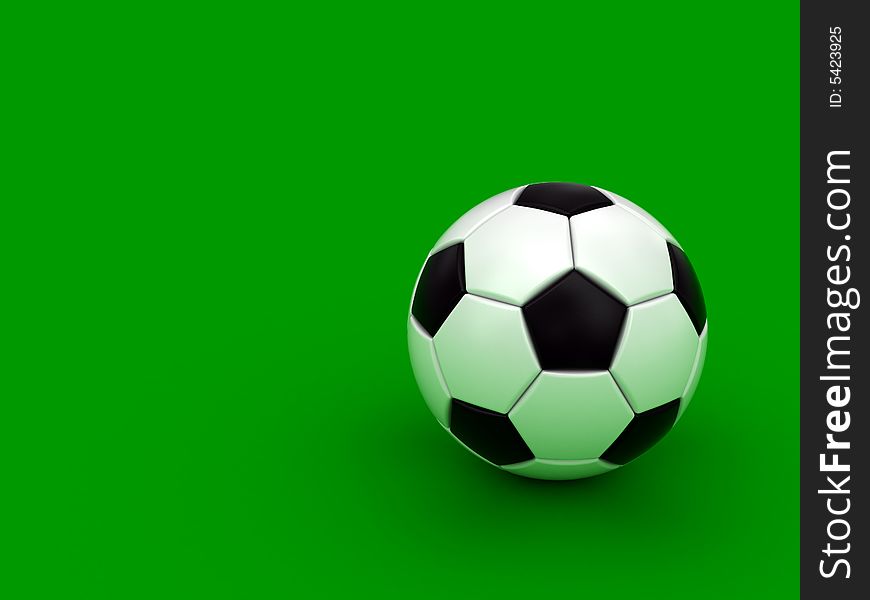 Soccer ball on the green background. High resolution 3D image