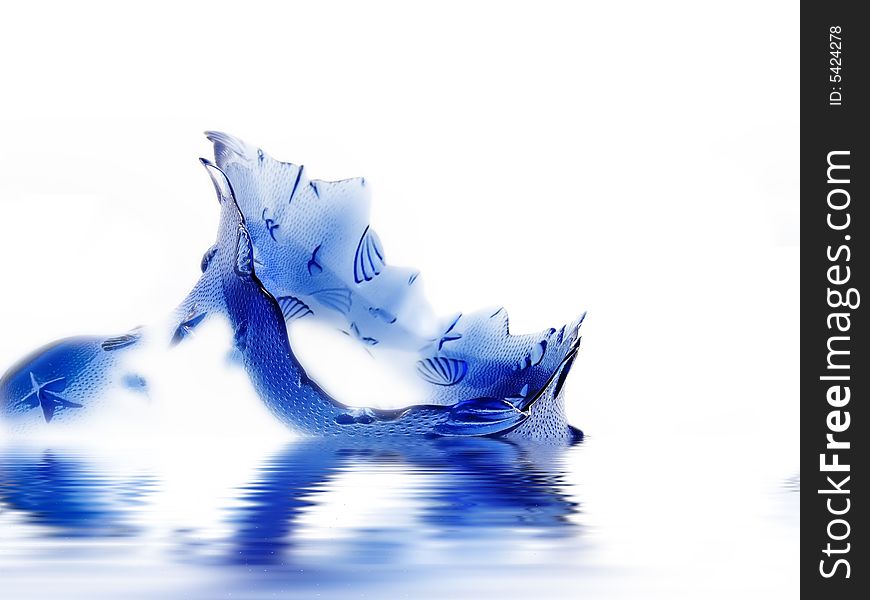 Blue glass isolated in white. Blue glass isolated in white