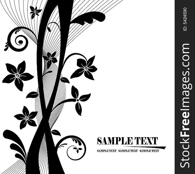 Black and white floral banner