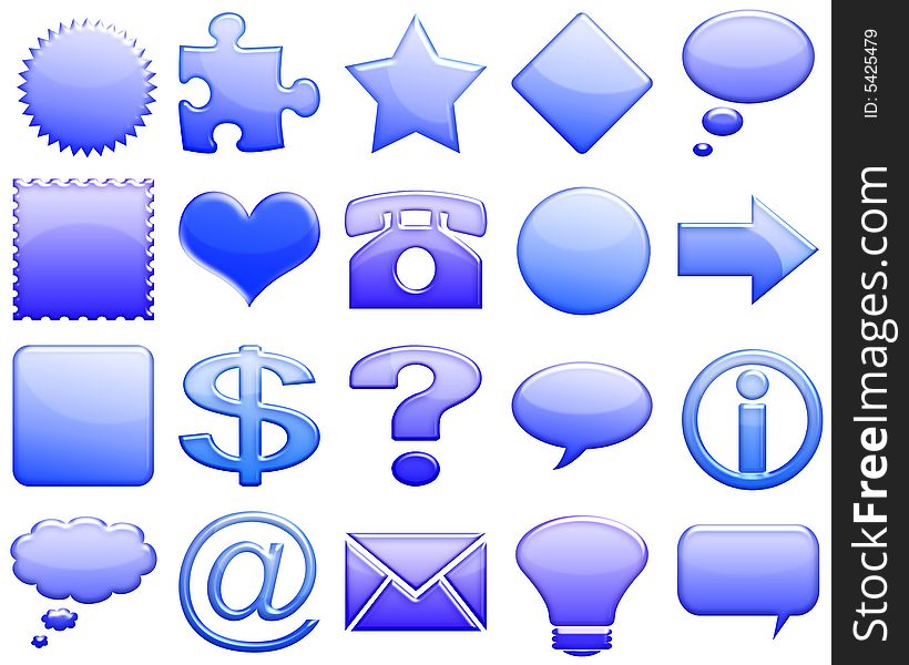 Illustration of different forms glossy as icons for web in bright colors. Illustration of different forms glossy as icons for web in bright colors