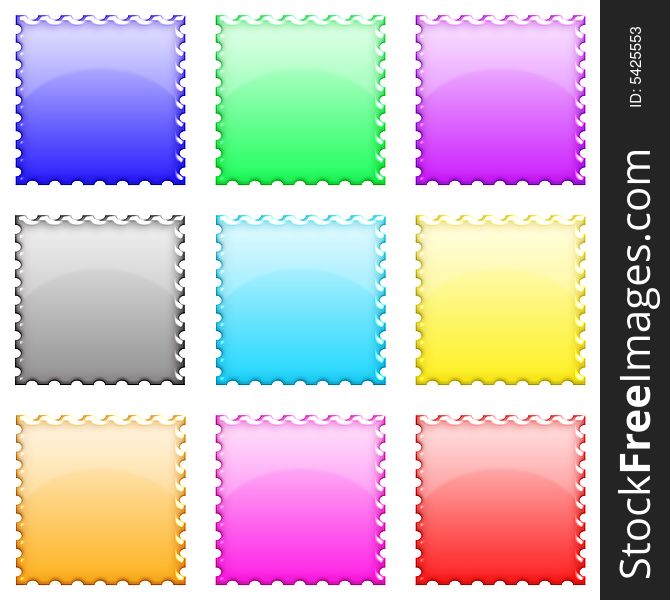 Illustration of stamp glossy as icons for web in bright colors. Illustration of stamp glossy as icons for web in bright colors