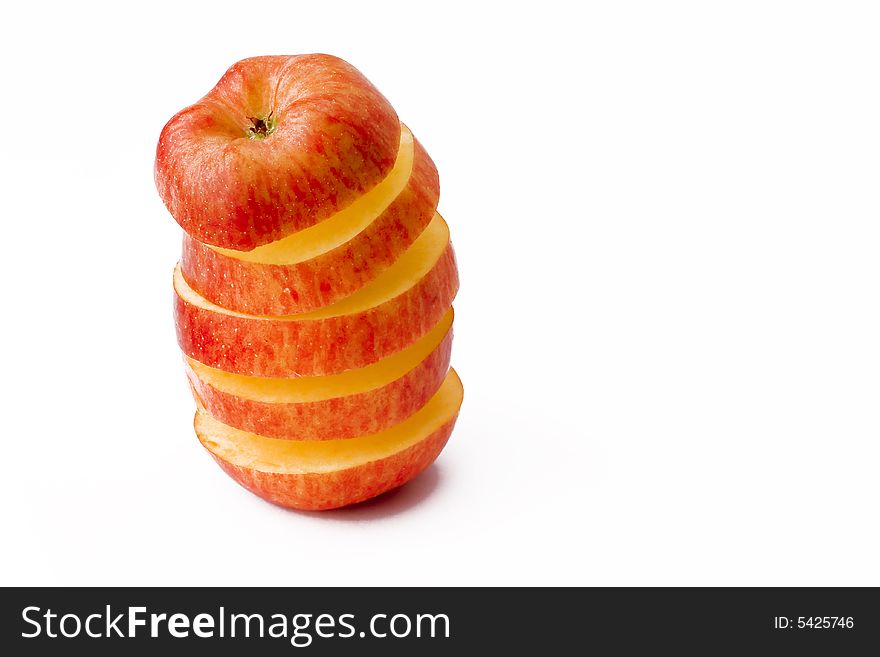 Apple slices isolated on white