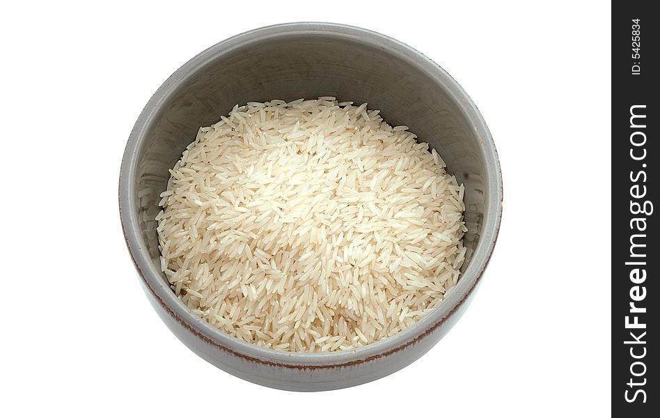 Bowl of rice isolated with path