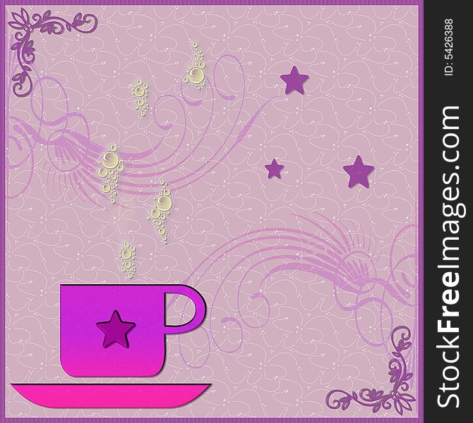 Illustration violet of cupand star. Illustration violet of cupand star