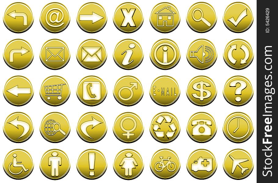 Illustration of yellow icons with circle form and different symbols in them. Illustration of yellow icons with circle form and different symbols in them