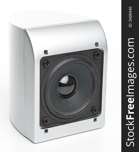 Loudspeakers on a white background. Close up.
