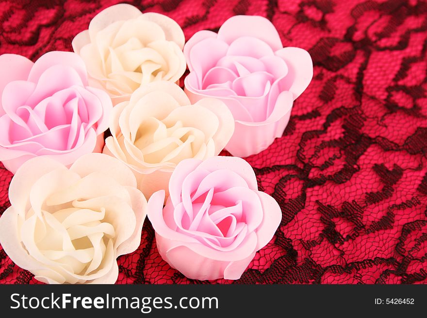 Pink and white flowers made out of Soap. Pink and white flowers made out of Soap