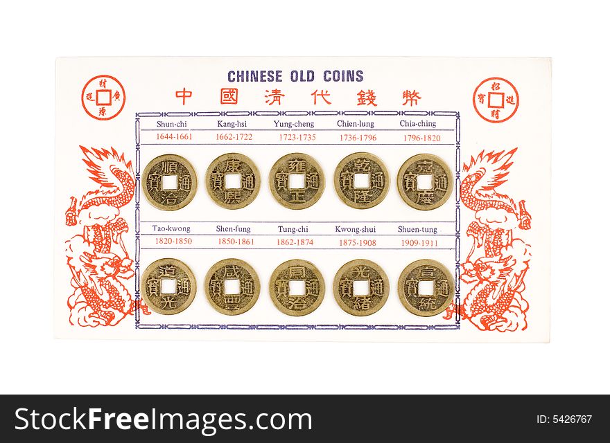 Chinese old coins, these coins were used during Qing dynasty (1644-1911).