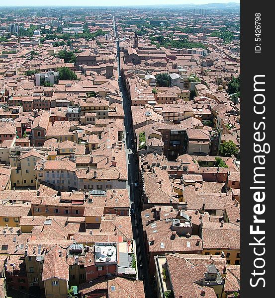 Tourism in italy, from a tower of bologna. Tourism in italy, from a tower of bologna