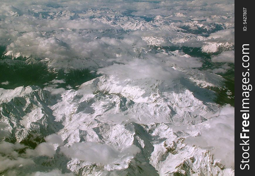 The alps mountains from  airplane