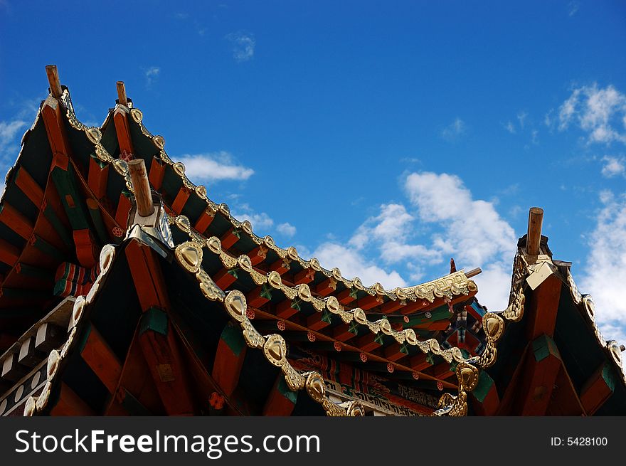 A Tibet religion temple under the sky. A Tibet religion temple under the sky