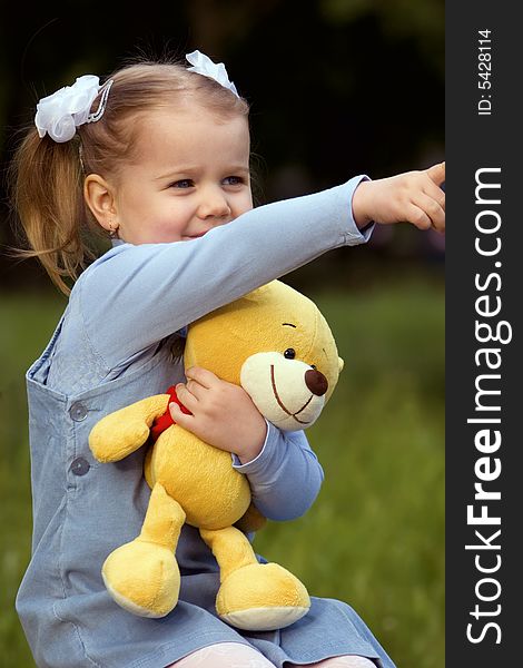 Nice little girl holding teddy bear. Nice little girl holding teddy bear
