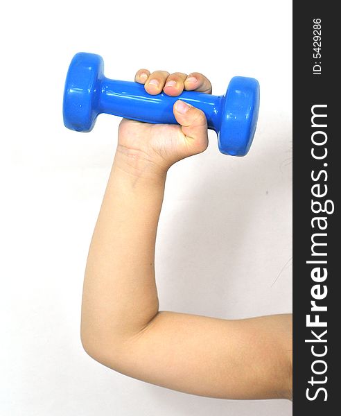 Baby play with dumbbell, exercise