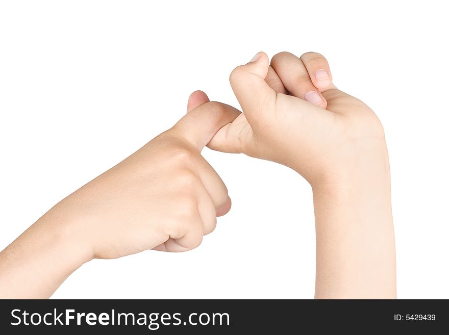 Two hands  isolated on white background