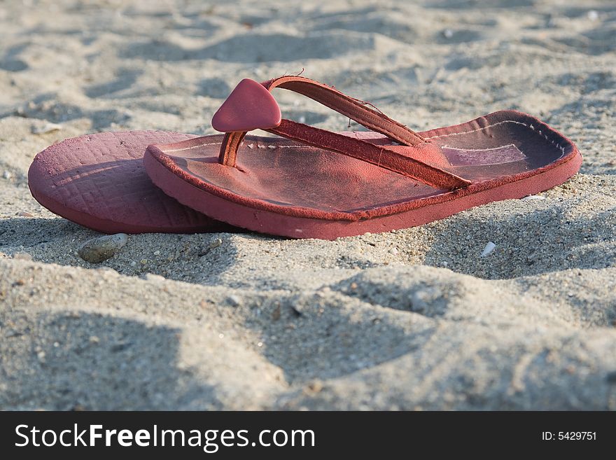 Red Slippers on the beach