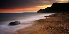Eype Beach Sunset Stock Image